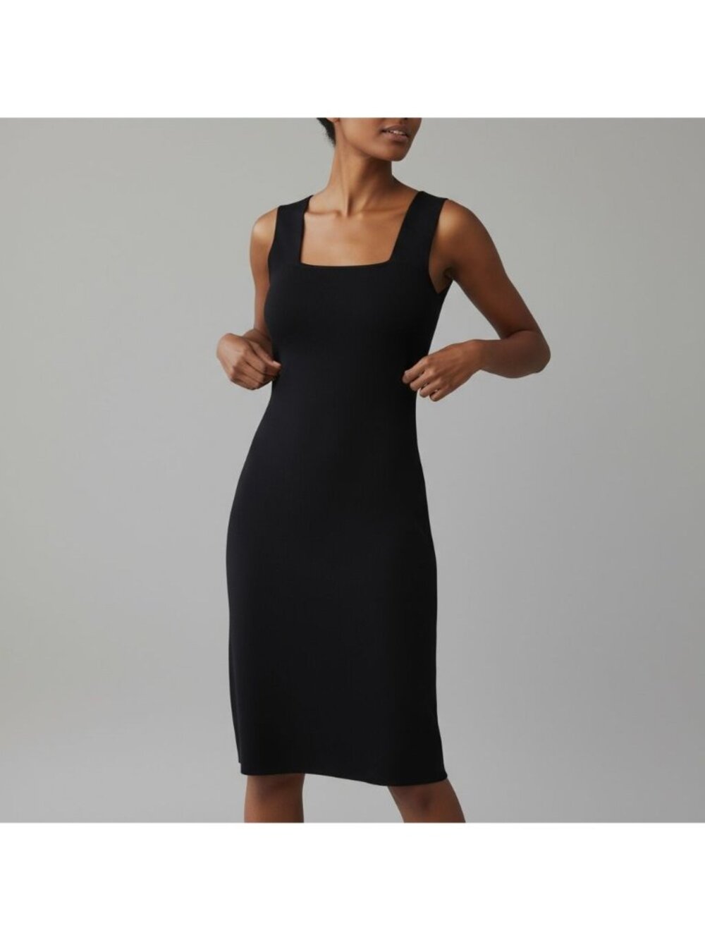 House of Harlow Knit Bodycon Dress Black M Midi EUC Party Cocktail Evening LBD